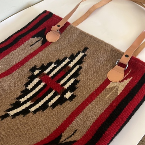 El Paso Saddle Blanket Woven Wool Shoulder Bag Native AmericanInspired Tote - Picture 2 of 7